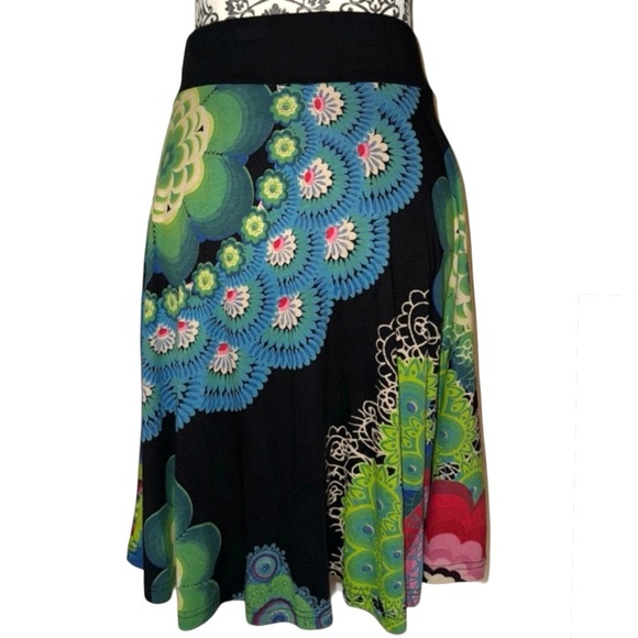 DESIGUAL A-line Knee Length Multicolor Elastic Waist Galactica Skirt - Picture 3 of 12